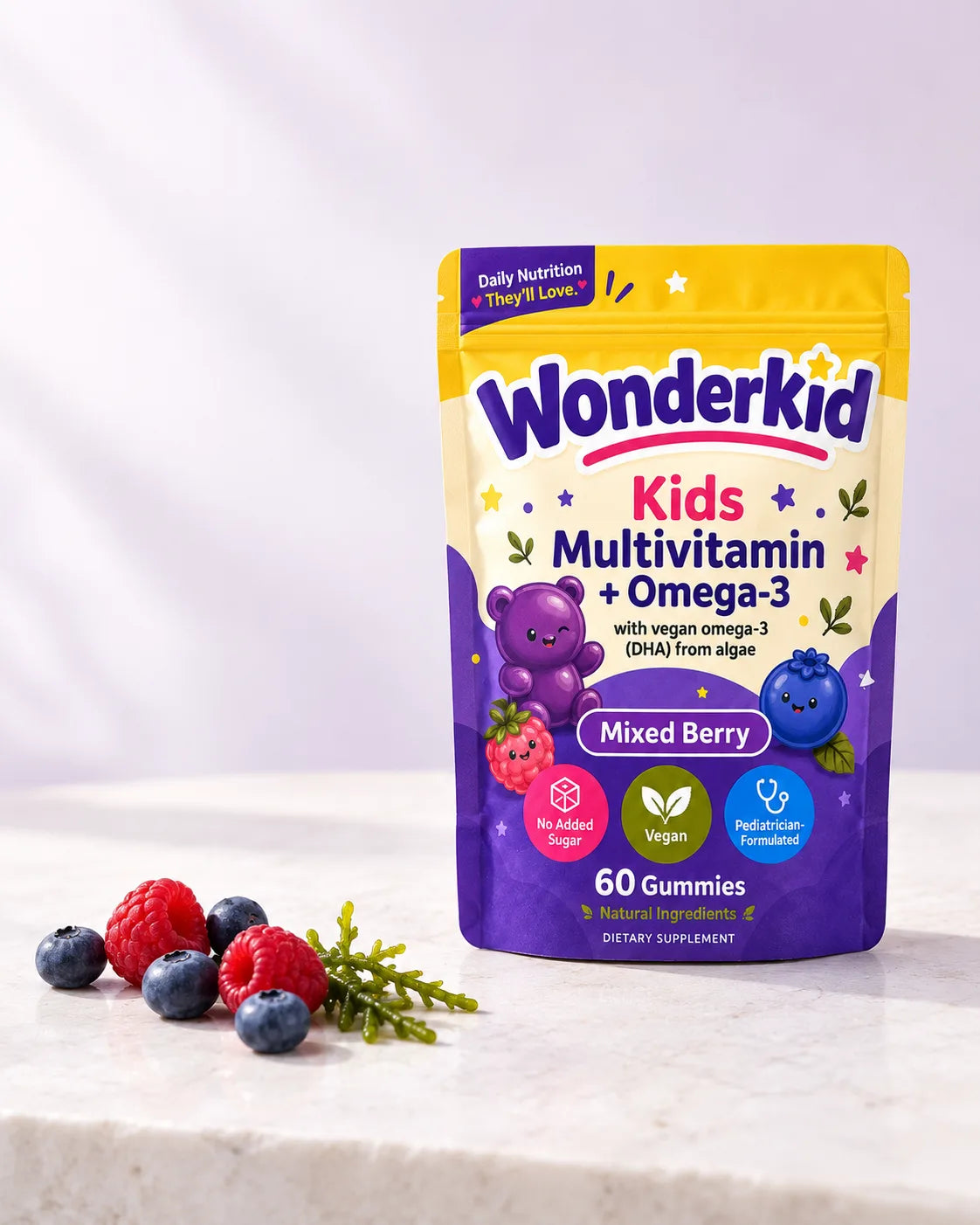 Wonderkid Kids Multivitamin and Omega-3 pouch
